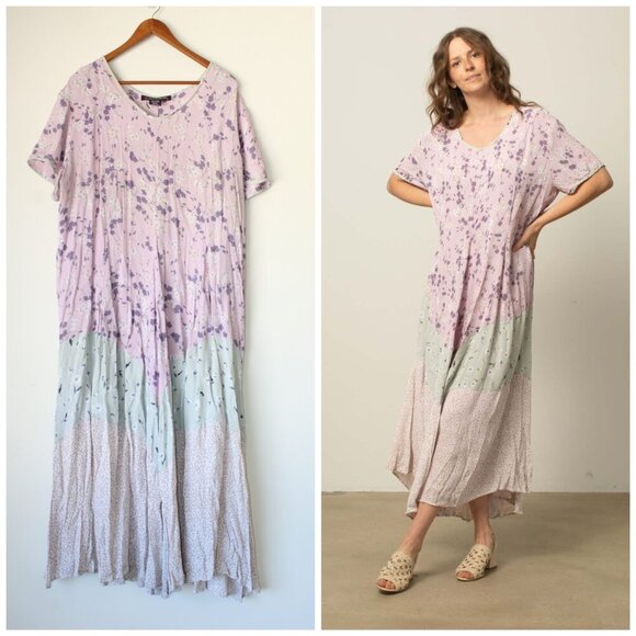 Vintage J.G. Hook Tiered Maxi Dress Floral Print Size XXL Prairie Cottage core - Picture 1 of 10